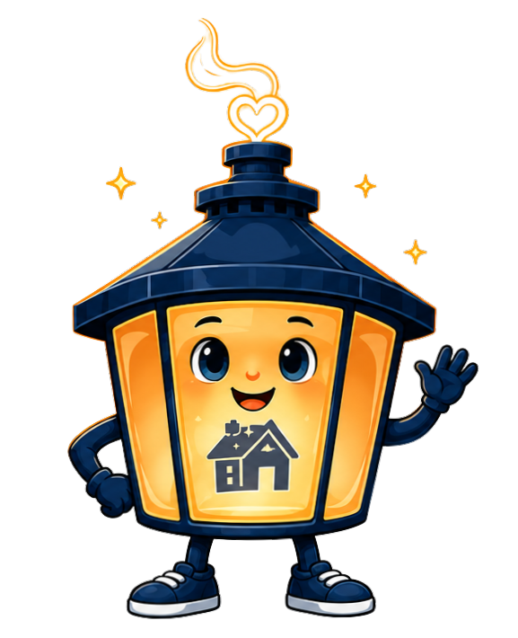 Lanterhome mascot waving